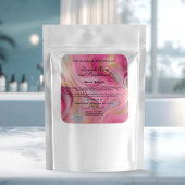 ピンクと金ゴールドの大理石バスソートパウチラベル スクエアシール