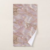 ピンクと金ゴールドの大理石フローラ バスタオルセット (ハンドタオル)