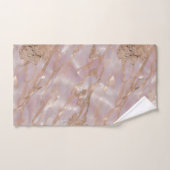 ピンクと金ゴールドの大理石フローラ バスタオルセット (ハンドタオル)