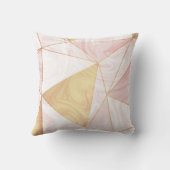 ピンクと金ゴールドの大理石ポリジオメトリック三角形 クッション (裏面)