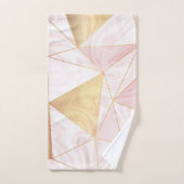 ピンクと金ゴールドの大理石ポリジオメトリック三角形 バスタオルセット (ハンドタオル)