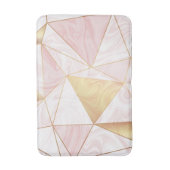 ピンクと金ゴールドの大理石ポリジオメトリック三角形 バスマット (正面縦)