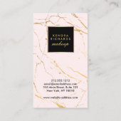 ピンクと金ゴールドの大理石メイクアップアーティスト 名刺 (裏面)