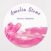 ピンクと金ゴールドの大理石ラベル ラベル (デザイン2)