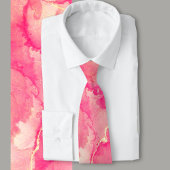 ピンクと金ゴールドの大理石抽象芸術パターン ネクタイ