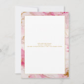 ピンクと金ゴールドの大理石縁ど結婚式招待状 招待状 (裏面)