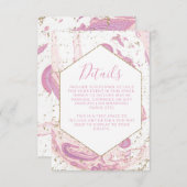 ピンクと金ゴールドの大理石詳細 エンクロージャーカード (正面/裏面)