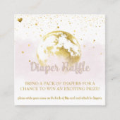 ピンクと金ゴールドの天の赤ちゃんシャワーおむつラッフル エンクロージャーカード (正面)