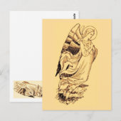 ピンクと金ゴールドの天使 ポストカード (正面/裏面)