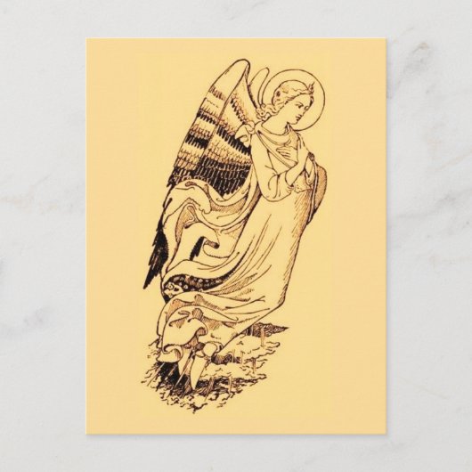 ピンクと金ゴールドの天使 ポストカード (正面)