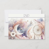 ピンクと金ゴールドの天月応答カード (正面)