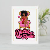 ピンクと金ゴールドの女の子の誕生日パーティー 箔招待状 (立ち正面)