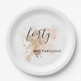 ピンクと金ゴールドの女性440歳の誕生日パーティー ペーパープレート