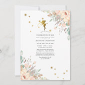 ピンクと金ゴールドの妖精をテーマにした生活お祝い 招待状 (正面)