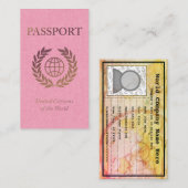 ピンクと金ゴールドの旅券 名刺 (正面/裏面)