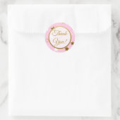 ピンクと金ゴールドの星ありがとう赤ちゃんシャワーのシール ラウンドシール (バッグ)