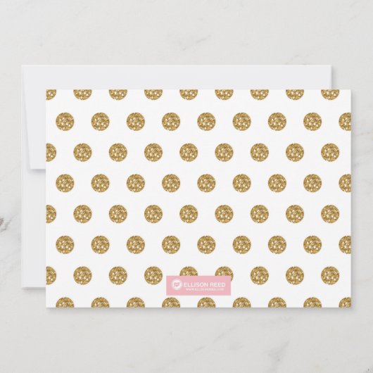 ピンクと金ゴールドの最初の誕生日の招待 招待状 (裏面)