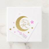 ピンクと金ゴールドの月のベビーシャワーメッセージカード フェイバータグ (インサイチュ)