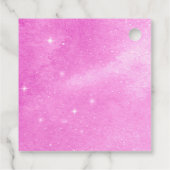 ピンクと金ゴールドの月のベビーシャワーメッセージカード フェイバータグ (裏面)