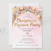 ピンクと金ゴールドの水の色クリスマスパジャマパーティー 招待状 (正面)
