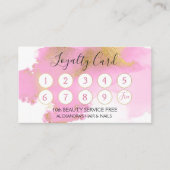 ピンクと金ゴールドの水彩ガーリーロイヤリティパンチ ロイヤリティカード (正面)