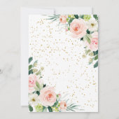 ピンクと金ゴールドの水彩フローラバルミツワー 招待状 (裏面)