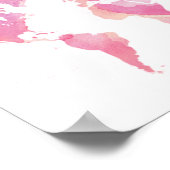 ピンクと金ゴールドの水彩世界地図 ポスター (角)