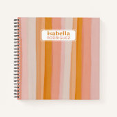 ピンクと金ゴールドの水彩抽象芸術カスタム ノートブック (正面)