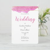 ピンクと金ゴールドの水彩結婚式招待状 招待状 (スタンド正面)