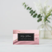 ピンクと金ゴールドの水彩 名刺 (スタンド正面)