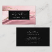 ピンクと金ゴールドの水彩 名刺 (正面/裏面)