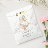 ピンクと金ゴールドの水色かわいいクジラの赤ちゃんシャワー フェイバーバッグ (封をした状態)