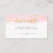 ピンクと金ゴールドの水色の女の子おむつラッフルチケット 名刺 (正面)