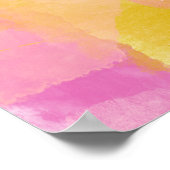 ピンクと金ゴールドの水色の抽象芸術 ポスター (角)