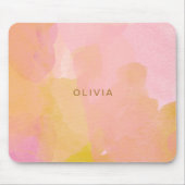ピンクと金ゴールドの水色の抽象芸術 マウスパッド (正面)