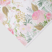 ピンクと金ゴールドの水色の花 薄葉紙 (詳細)