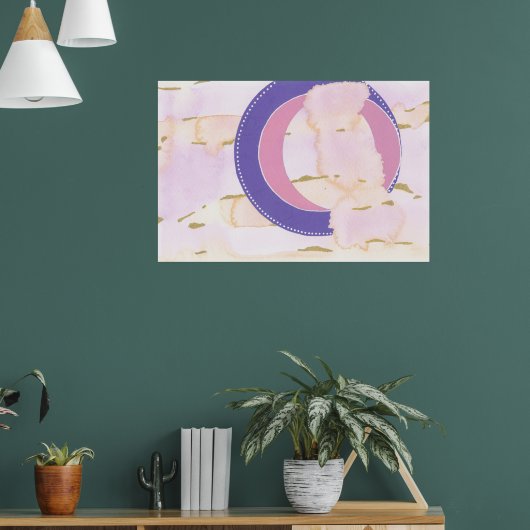 ピンクと金ゴールドの水色の雲、紫色のハロー ポスター (リビング1)