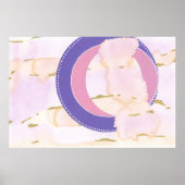 ピンクと金ゴールドの水色の雲、紫色のハロー ポスター (正面)