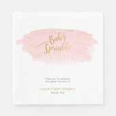 ピンクと金ゴールドの水色ガールベビー散水 スタンダードランチョンナプキン (正面)