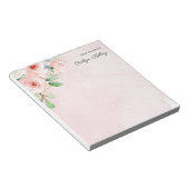 ピンクと金ゴールドの水色フローラ、デスクから –  ノートパッド (アングル)