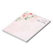 ピンクと金ゴールドの水色フローラ、デスクから –  ノートパッド (回転)
