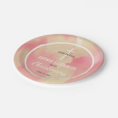 ピンクと金ゴールドの水色ベビーガール《キリスト教》洗礼式や命名式 ペーパープレート (アングル)