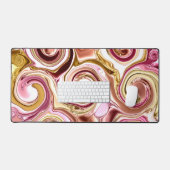 ピンクと金ゴールドの渦巻き旋回と渦巻き デスクマット (キーボード&マウス)