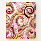 ピンクと金ゴールドの渦巻き ノートブック (裏面)