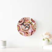 ピンクと金ゴールドの渦巻き ラウンド壁時計 (ホーム)