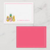 ピンクと金ゴールドの熱帯フローラパイナップル ノートカード (正面/裏面)