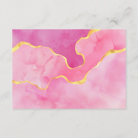 ピンクと金ゴールドの瑪瑙のウェディングレセプション エンクロージャーカード (裏面)