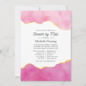 ピンクと金ゴールドの瑪瑙シャワー（郵便） 招待状 (正面)