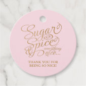 ピンクと金ゴールドの砂糖とスパイスありがとう フェイバータグ (正面)