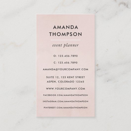 ピンクと金ゴールドの神秘的な宇宙 名刺 (裏面)